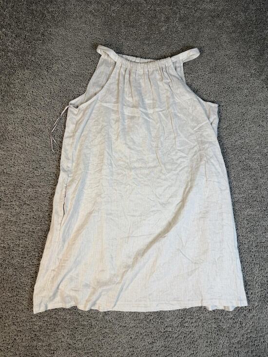 C&C California Dresses & Skirts - C&C California Dress Womens L Beige Halter Shift Sundress Linen Rayon Keyhole
